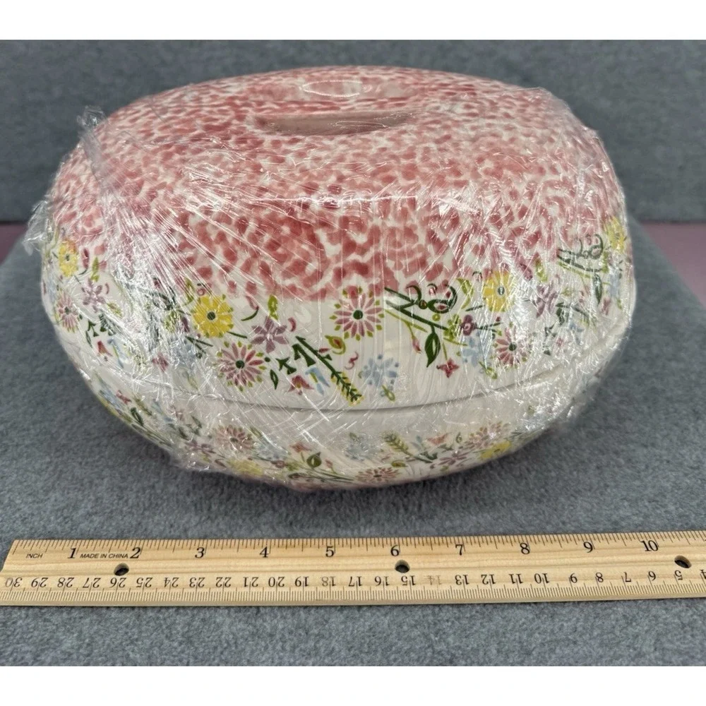 Temptations Presentable Ovenware Covered Casserole Dish Floral Pink